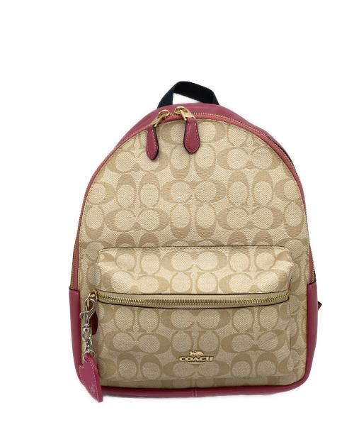 COACH（コーチ）COACH (コーチ) シグネチャーミニバックパック ピンク サイズ:実寸参照の古着・服飾アイテム