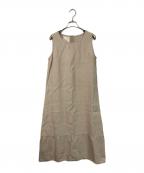 fog linen workフォグリネンワーク）の古着「ノースリーブリネンワンピース　ロングワンピース」｜ベージュ