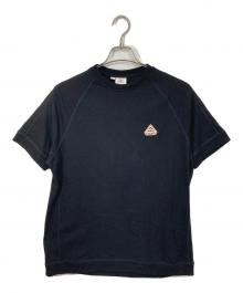 Pyrenex（ピレネックス）の古着「PEAK リブラグランスリーブTシャツ　半袖カットソー　」｜ブラック