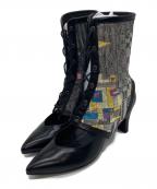 Obi de Boots ikiオビデブーツイキ）の古着「金鱗 ドッキングパンプス」｜ブラック