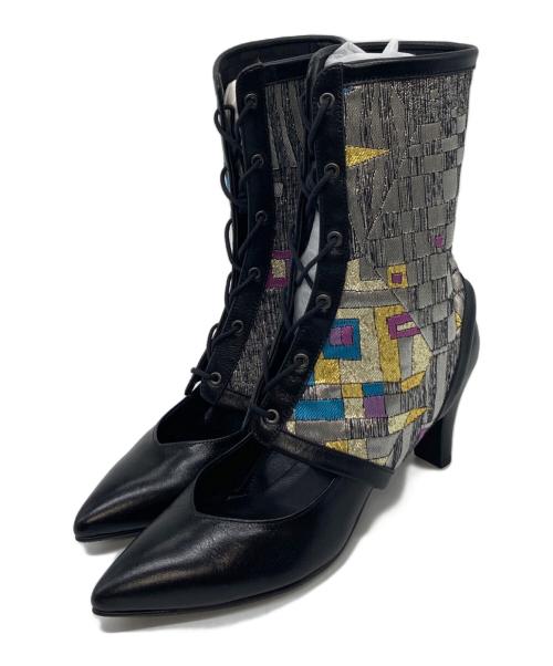 Obi de Boots iki（オビデブーツイキ）Obi de Boots iki (オビデブーツイキ) 金鱗 ドッキングパンプス ブラック サイズ:24㎝の古着・服飾アイテム