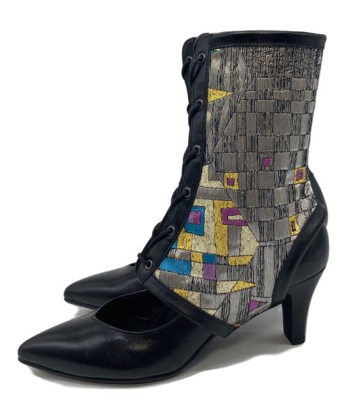 Obi de Boots iki（オビデブーツイキ）Obi de Boots iki (オビデブーツイキ) 金鱗 ドッキングパンプス ブラック サイズ:24㎝の古着・服飾アイテム