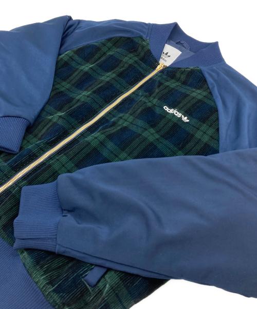 adidas（アディダス）adidas (アディダス) タータン カレッジジャケット アディダス ライフスタイル ジャケット ネイビー×グリーン サイズ:2XLの古着・服飾アイテム