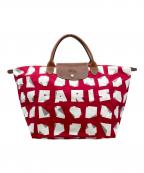 LONGCHAMP×vahram muratyanロンシャン×ヴァラムミュラティアン）の古着「トートバッグ　舟型トート」｜レッド×ホワイト