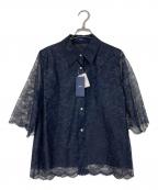 SHIPSシップス）の古着「ハンドブォッシャブル ラッセル レース シャツ」｜ネイビー