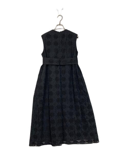 ebure（エブール）EBURE (エブール) コットンレース ノースリーブ ギャザー ワンピース ブラック サイズ:38の古着・服飾アイテム