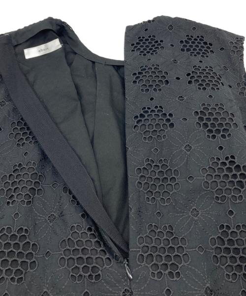 ebure（エブール）EBURE (エブール) コットンレース ノースリーブ ギャザー ワンピース ブラック サイズ:38の古着・服飾アイテム