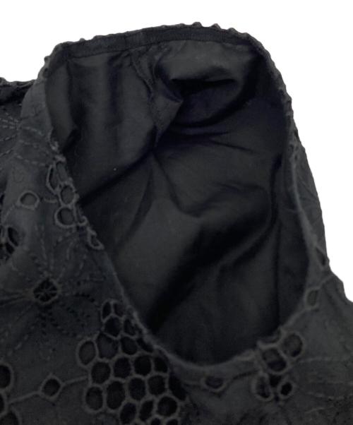 ebure（エブール）EBURE (エブール) コットンレース ノースリーブ ギャザー ワンピース ブラック サイズ:38の古着・服飾アイテム