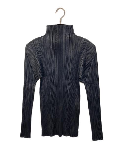 PLEATS PLEASE（プリーツプリーズ）PLEATS PLEASE (プリーツプリーズ) ハイネックプリーツカットソー　ロングスリーブカットソー　デザインカットソー　デザイントップス　日本製 グレー サイズ:3の古着・服飾アイテム