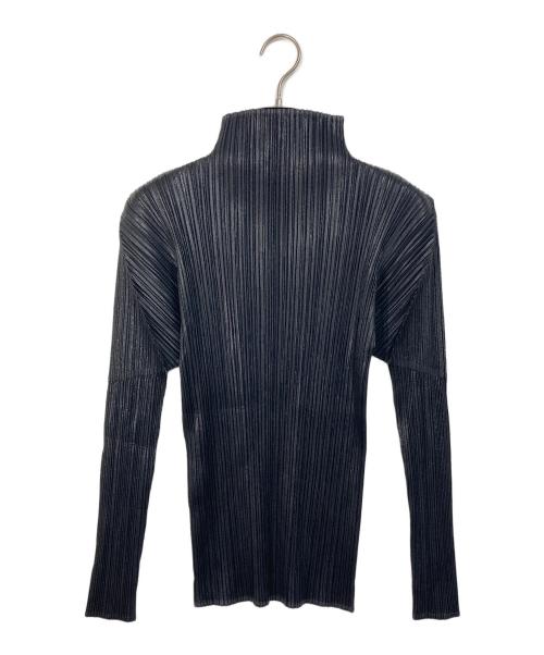 PLEATS PLEASE（プリーツプリーズ）PLEATS PLEASE (プリーツプリーズ) ハイネックプリーツカットソー　ロングスリーブカットソー　デザインカットソー　デザイントップス　日本製 グレー サイズ:3の古着・服飾アイテム
