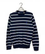 POLO RALPH LAURENポロ・ラルフローレン）の古着「クルーネックニット　ボーダーニット　コットンニット」｜ネイビー