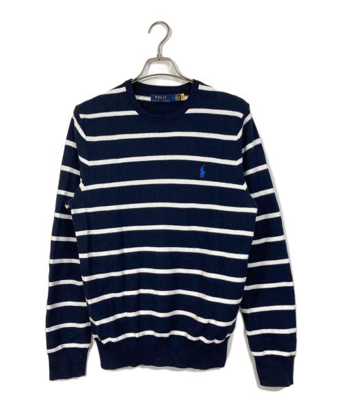 POLO RALPH LAUREN（ポロ・ラルフローレン）POLO RALPH LAUREN (ポロ・ラルフローレン) クルーネックニット　ボーダーニット　コットンニット ネイビー サイズ:Mの古着・服飾アイテム