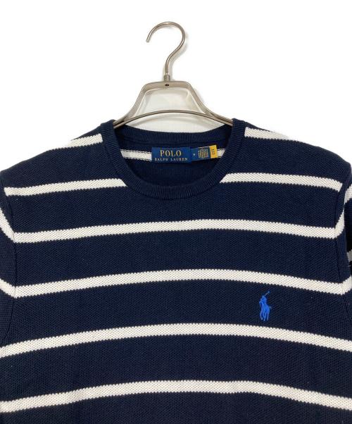 POLO RALPH LAUREN（ポロ・ラルフローレン）POLO RALPH LAUREN (ポロ・ラルフローレン) クルーネックニット　ボーダーニット　コットンニット ネイビー サイズ:Mの古着・服飾アイテム