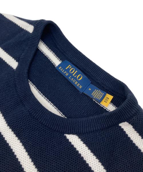 POLO RALPH LAUREN（ポロ・ラルフローレン）POLO RALPH LAUREN (ポロ・ラルフローレン) クルーネックニット　ボーダーニット　コットンニット ネイビー サイズ:Mの古着・服飾アイテム