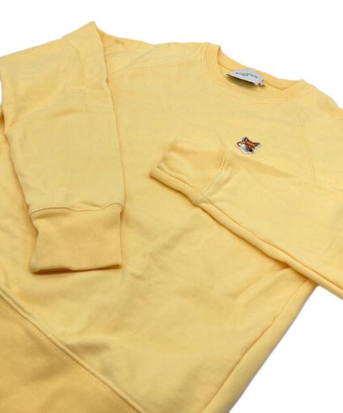 maison kitsune（メゾンキツネ）MAISON KITSUNE (メゾンキツネ) FOX HEAD PATCH ADJUSTED SWEATSHIRT イエロー サイズ:Sの古着・服飾アイテム