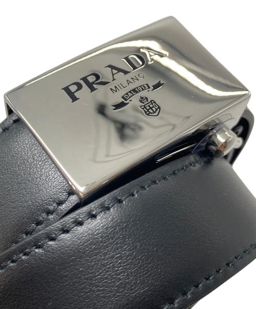 PRADA（プラダ）PRADA (プラダ) ロゴバックル レザーベルト　イタリア製 ブラック サイズ:30/75の古着・服飾アイテム