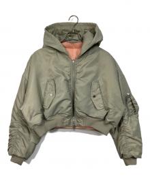 MAISON SPECIAL（メゾンスペシャル）の古着「Multiway Short Length MA-1  マルチウェイショートレングスエムエーワン  アウター　」｜黄緑