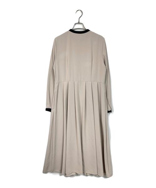 MICHEL KLEIN（ミッシェルクラン）MICHEL KLEIN (ミッシェルクラン) ウォッシャブル 配色デザインワンピース ベージュ サイズ:38の古着・服飾アイテム