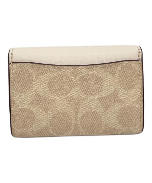 COACH（コーチ）COACH (コーチ) フラップ カード ケース・シグネチャー キャンバス ベージュ サイズ:実寸参照の古着・服飾アイテム