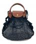 LONGCHAMP（ロンシャン）の古着「2WAY編みショルダーバッグ　タグ付き　かごバッグ　マルシェバッグ」｜ブラック×ブラウン