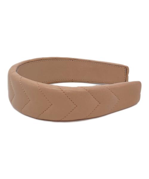 GUCCI（グッチ）GUCCI (グッチ) カチューシャ ダブルG レザー ヘッドバンド　イタリア ピンク サイズ:実寸参照の古着・服飾アイテム