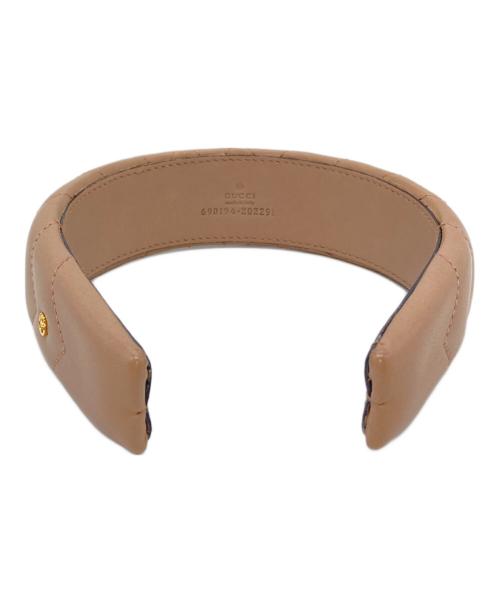 GUCCI（グッチ）GUCCI (グッチ) カチューシャ ダブルG レザー ヘッドバンド　イタリア ピンク サイズ:実寸参照の古着・服飾アイテム
