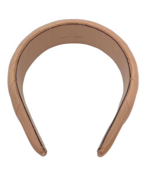 GUCCI（グッチ）GUCCI (グッチ) カチューシャ ダブルG レザー ヘッドバンド　イタリア ピンク サイズ:実寸参照の古着・服飾アイテム