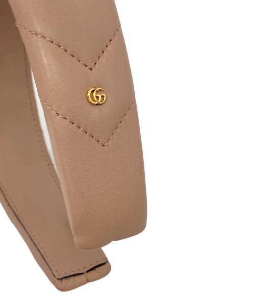 GUCCI（グッチ）GUCCI (グッチ) カチューシャ ダブルG レザー ヘッドバンド　イタリア ピンク サイズ:実寸参照の古着・服飾アイテム