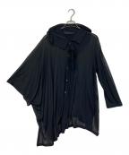 YOHJI YAMAMOTOヨウジヤマモト）の古着「SHEER SINGLE JERSEY DRAPED UNBALANCE CD アシンメトリーフードカーディガン」｜ブラック
