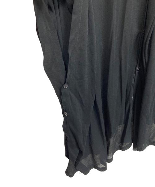 YOHJI YAMAMOTO（ヨウジヤマモト）YOHJI YAMAMOTO (ヨウジヤマモト) SHEER SINGLE JERSEY DRAPED UNBALANCE CD アシンメトリーフードカーディガン ブラック サイズ:2の古着・服飾アイテム