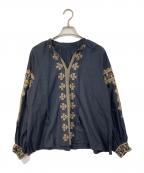 SUM1 STYLEスミスタイル）の古着「タッセル刺繍ブラウス　長袖ブラウス」｜ブラック