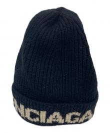 BALENCIAGA（バレンシアガ）の古着「Black Logo Jacquard Beanie ウールニット帽」｜ブラック