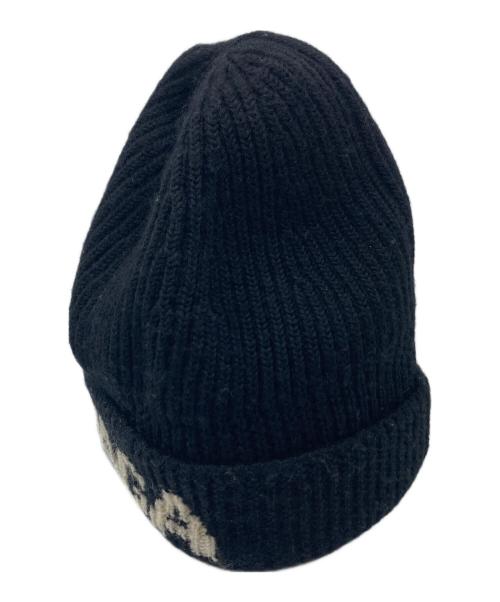 BALENCIAGA（バレンシアガ）BALENCIAGA (バレンシアガ) Black Logo Jacquard Beanie ウールニット帽 ブラック サイズ:実寸参照の古着・服飾アイテム