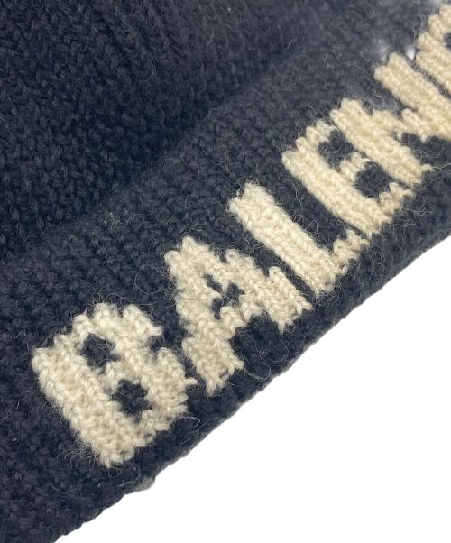 BALENCIAGA（バレンシアガ）BALENCIAGA (バレンシアガ) Black Logo Jacquard Beanie ウールニット帽 ブラック サイズ:実寸参照の古着・服飾アイテム