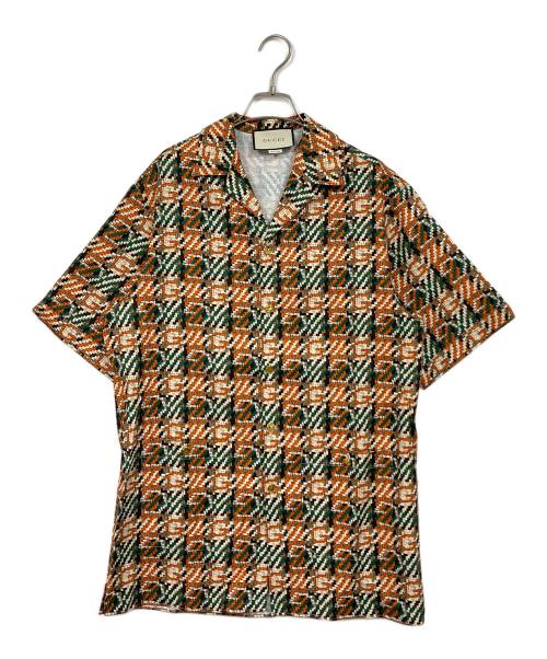 GUCCI（グッチ）GUCCI (グッチ) オープンカラーシャツ　20SS イタリア製 オレンジ×グリーン サイズ:46の古着・服飾アイテム