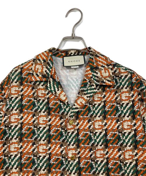 GUCCI（グッチ）GUCCI (グッチ) オープンカラーシャツ　20SS イタリア製 オレンジ×グリーン サイズ:46の古着・服飾アイテム