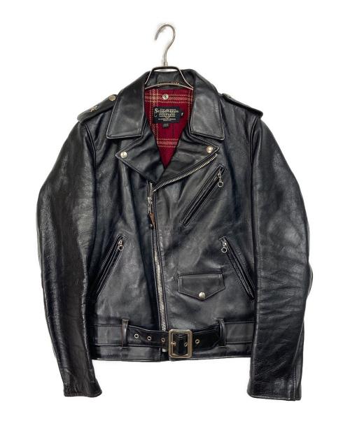 Schott（ショット）Schott (ショット) ホースハイド ワンスター ダブルライダースジャケット　USA製 ブラック サイズ:38の古着・服飾アイテム