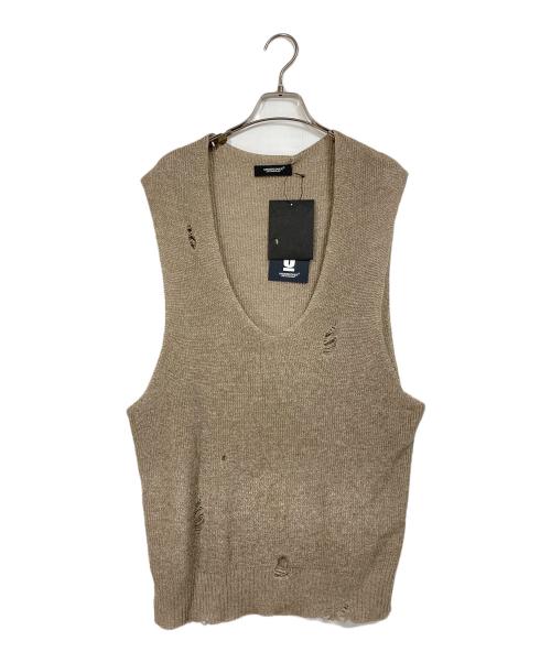 UNDERCOVER（アンダーカバー）UNDERCOVER (アンダーカバー) サイドZIPリネンウールボロニットベスト ベージュ サイズ:2 未使用品の古着・服飾アイテム