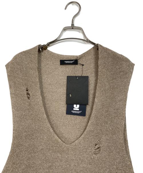 UNDERCOVER（アンダーカバー）UNDERCOVER (アンダーカバー) サイドZIPリネンウールボロニットベスト ベージュ サイズ:2 未使用品の古着・服飾アイテム