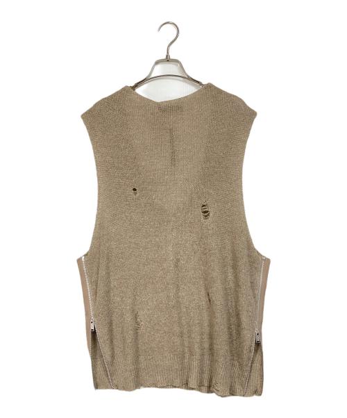 UNDERCOVER（アンダーカバー）UNDERCOVER (アンダーカバー) サイドZIPリネンウールボロニットベスト ベージュ サイズ:2 未使用品の古着・服飾アイテム