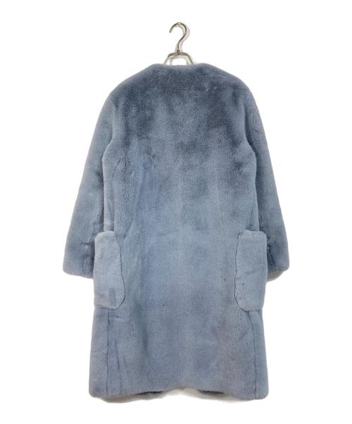 DES PRES（デ プレ）DES PRES (デ プレ) フェイクファーノーカラーコート スカイブルー サイズ:36の古着・服飾アイテム