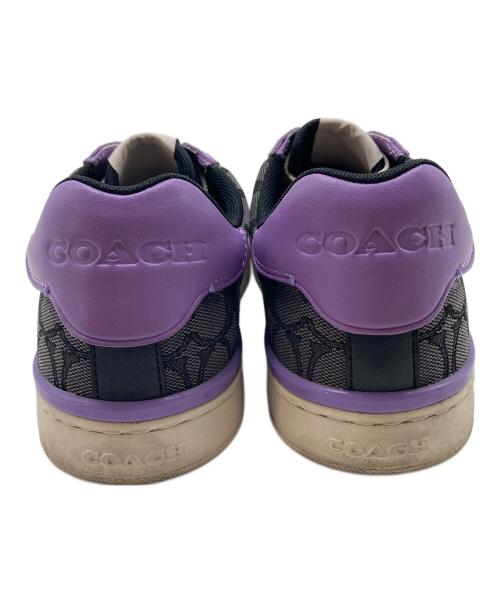 COACH（コーチ）COACH (コーチ) クリップ ロー トップ スニーカー　総柄 パープル×グレー サイズ:US  9Dの古着・服飾アイテム