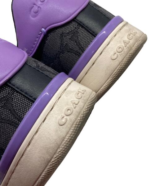 COACH（コーチ）COACH (コーチ) クリップ ロー トップ スニーカー　総柄 パープル×グレー サイズ:US  9Dの古着・服飾アイテム