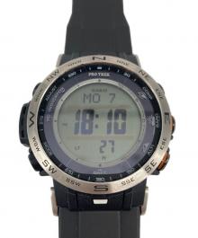 CASIO（カシオ）の古着「Pro Trek  デジタルウォッチ 黒　シルバー」｜ブラック