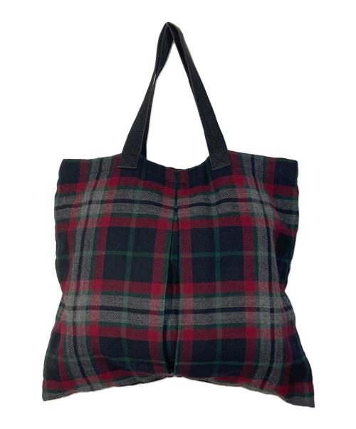 COMME des GARCONS COMME des GARCONS（コムデギャルソン コムデギャルソン）COMME des GARCONS COMME des GARCONS (コムデギャルソン コムデギャルソン) チェックトートバッグ　ウールトート レッド×ブラック サイズ:実寸参照の古着・服飾アイテム