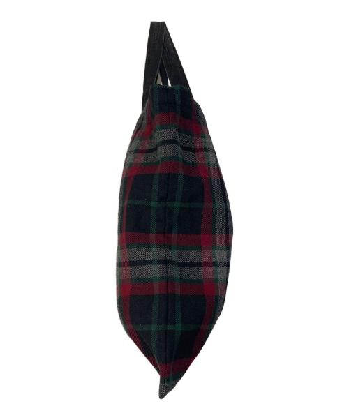 COMME des GARCONS COMME des GARCONS（コムデギャルソン コムデギャルソン）COMME des GARCONS COMME des GARCONS (コムデギャルソン コムデギャルソン) チェックトートバッグ　ウールトート レッド×ブラック サイズ:実寸参照の古着・服飾アイテム