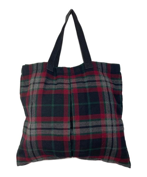 COMME des GARCONS COMME des GARCONS（コムデギャルソン コムデギャルソン）COMME des GARCONS COMME des GARCONS (コムデギャルソン コムデギャルソン) チェックトートバッグ　ウールトート レッド×ブラック サイズ:実寸参照の古着・服飾アイテム
