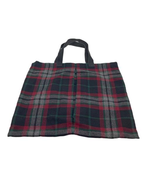 COMME des GARCONS COMME des GARCONS（コムデギャルソン コムデギャルソン）COMME des GARCONS COMME des GARCONS (コムデギャルソン コムデギャルソン) チェックトートバッグ　ウールトート レッド×ブラック サイズ:実寸参照の古着・服飾アイテム