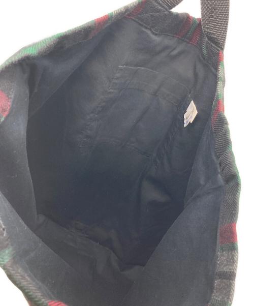 COMME des GARCONS COMME des GARCONS（コムデギャルソン コムデギャルソン）COMME des GARCONS COMME des GARCONS (コムデギャルソン コムデギャルソン) チェックトートバッグ　ウールトート レッド×ブラック サイズ:実寸参照の古着・服飾アイテム