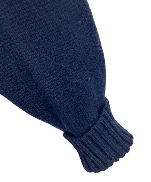 POLO RALPH LAUREN（ポロ・ラルフローレン）POLO RALPH LAUREN (ポロ・ラルフローレン) エルボーパッチ ビッグポニードライバーズニット　カーディガン　ポニー刺繍　ダブルジップ ネイビー サイズ:Mの古着・服飾アイテム